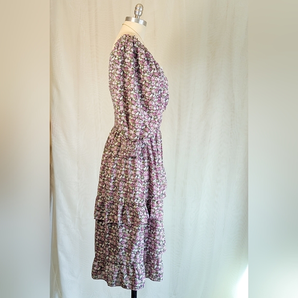 Ivy City Co. "Olivia" Floral Purple Ruffle Smocked Dress - Picture 3 of 8